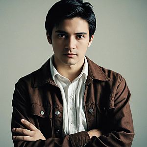 Confident Young Man in Brown Jacket