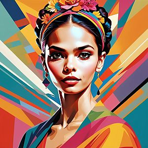 Vibrant Woman Portrait with Floral Headband