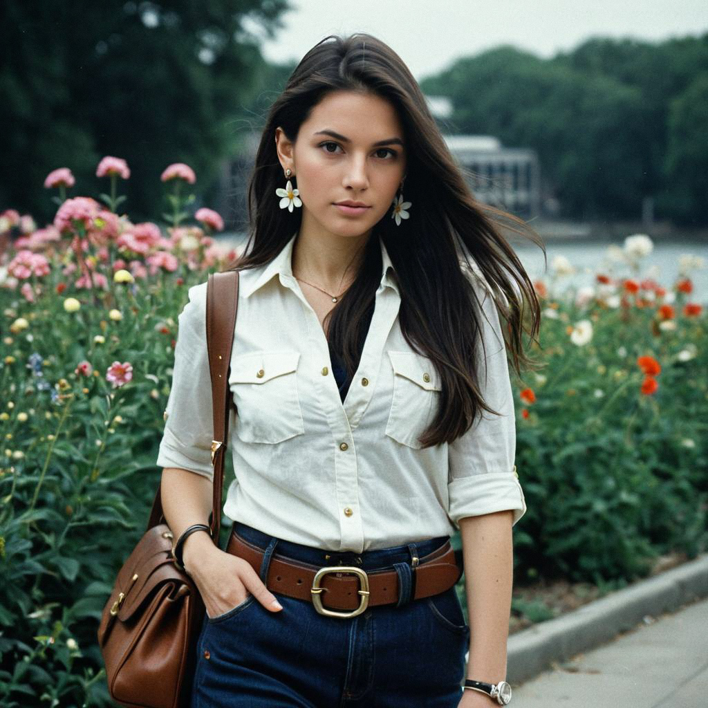Confident Woman in Flower Garden Confident Woman in Flower Garden