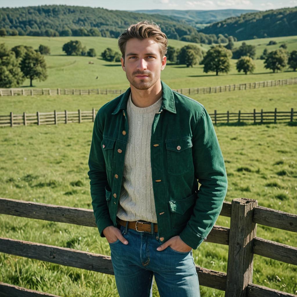 Casual Man in Rural Landscape