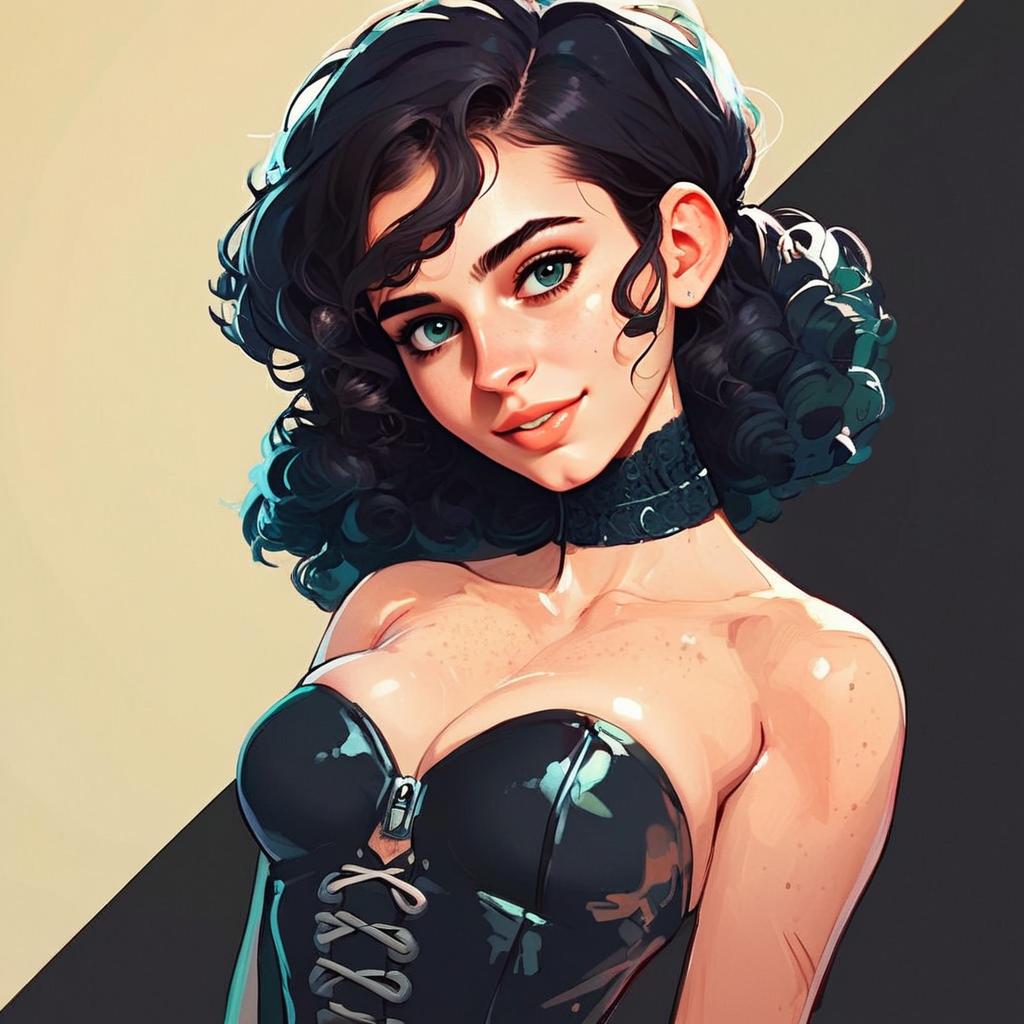 Confident Woman in Black Corset