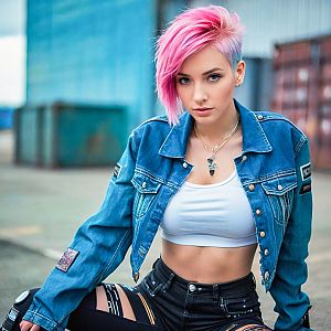 Confident Woman in Urban Street Fashion