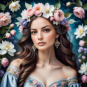 Young Woman in Floral Crown Portrait