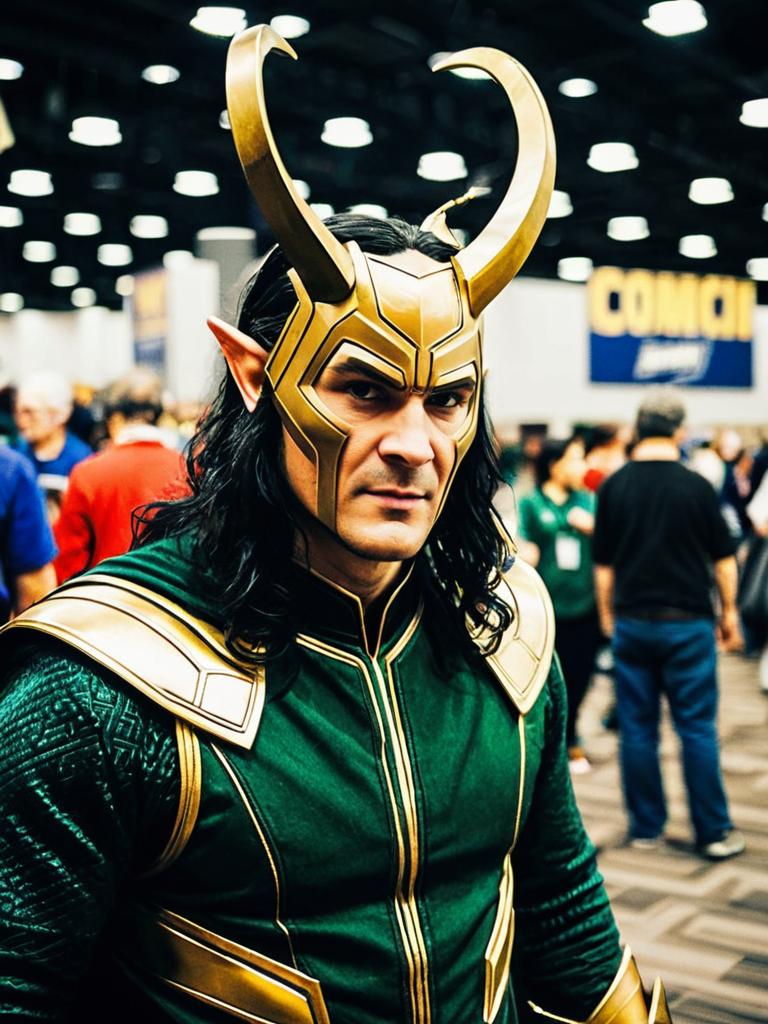 Man in Loki Costume at Comic Convention Candid Portrait