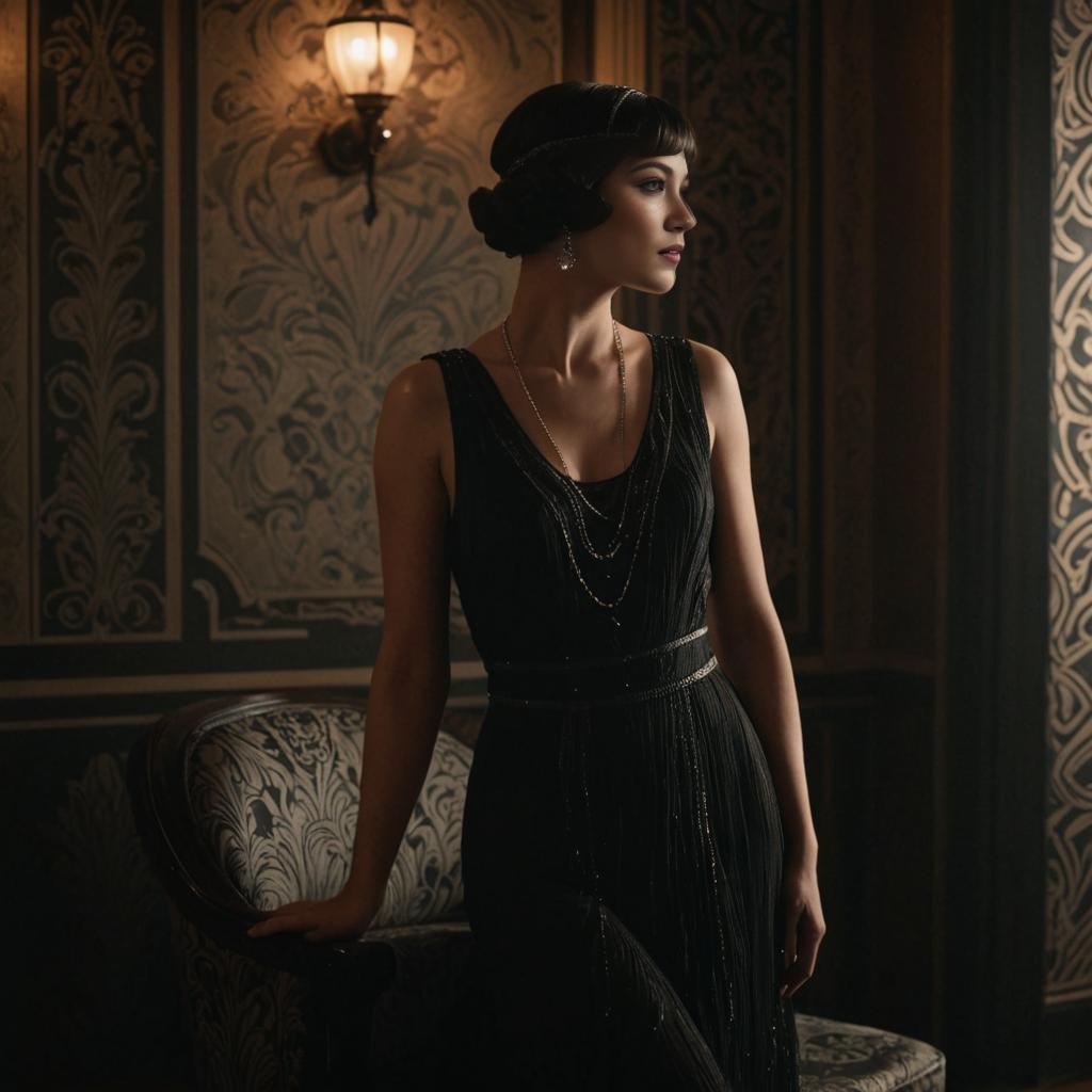 Elegant Woman in 1920s Flapper Dress