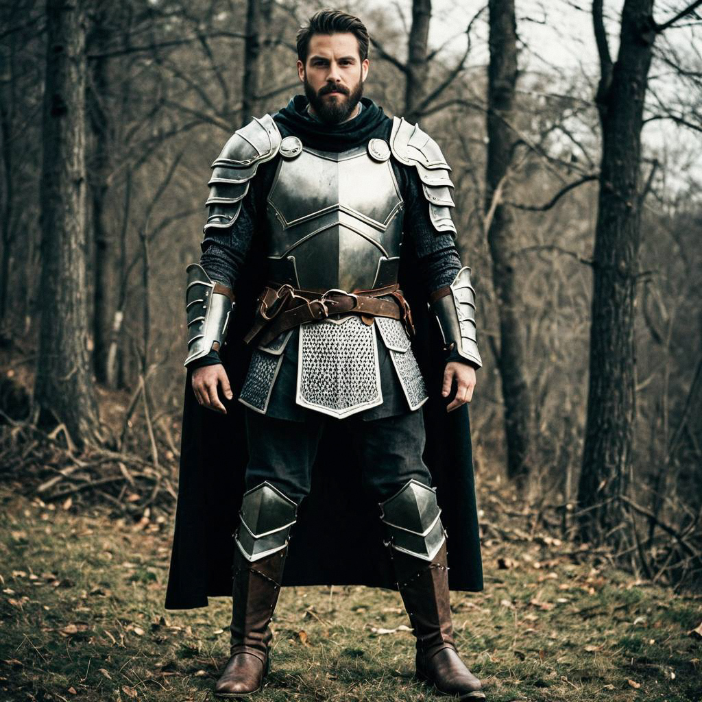 Fantasy Warrior in Armor in Forest