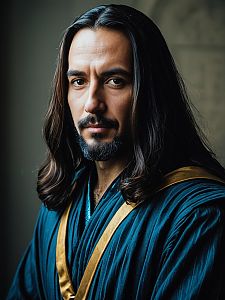 Man in Blue Robe with Gold Trim