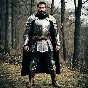 Fantasy Warrior in Armor in Forest