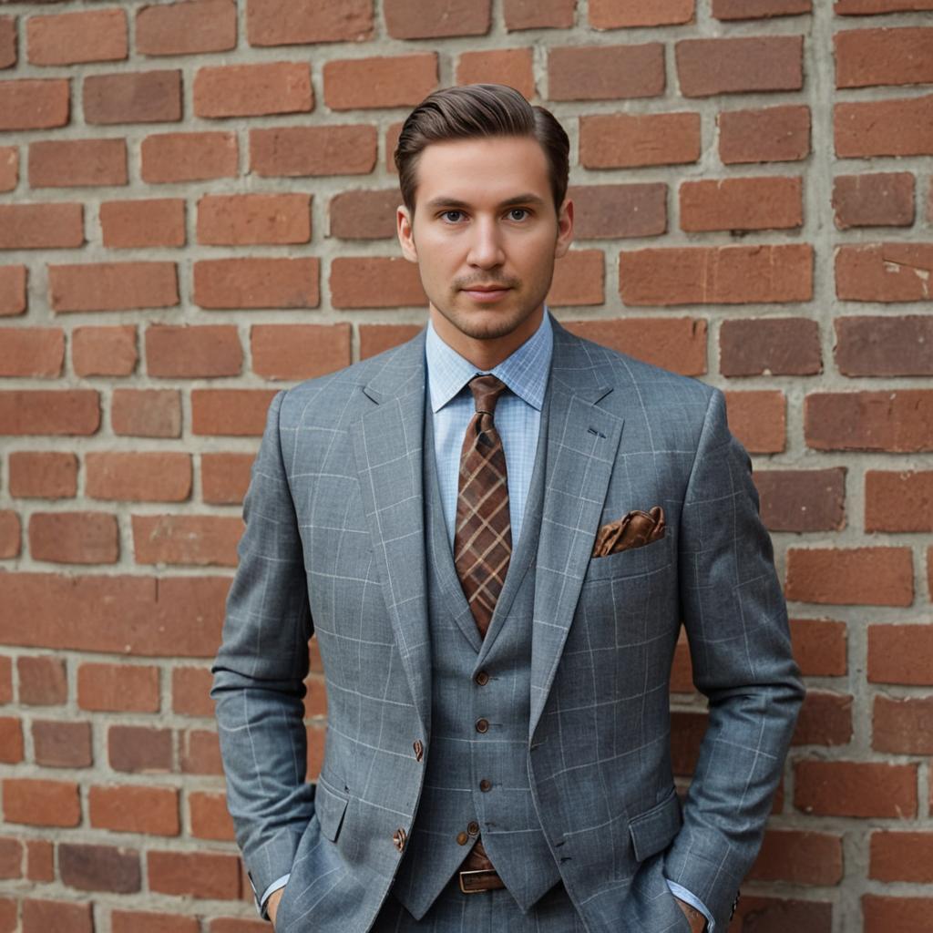 Confident Man in Stylish Checkered Suit