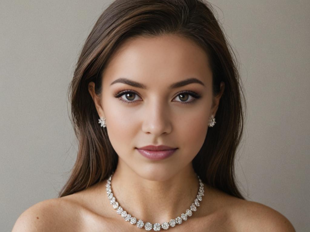 Elegant Woman with Diamond Necklace and Earrings