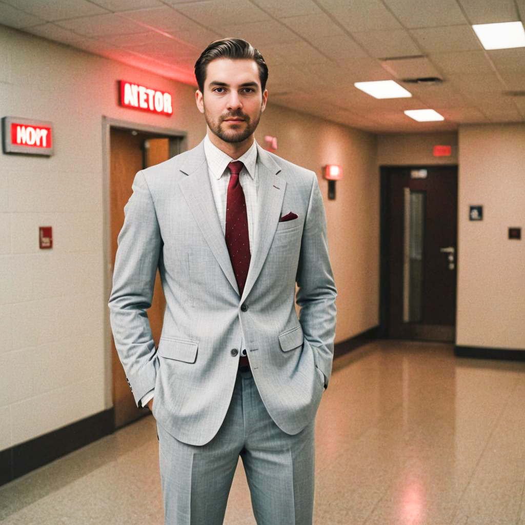 Confident Man in Light Gray Suit