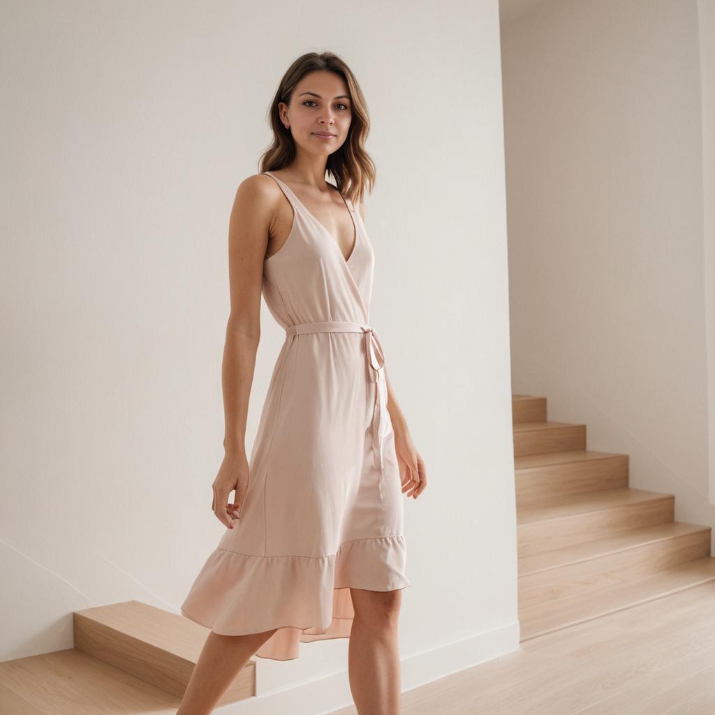 Elegant Woman in Light Pink Dress