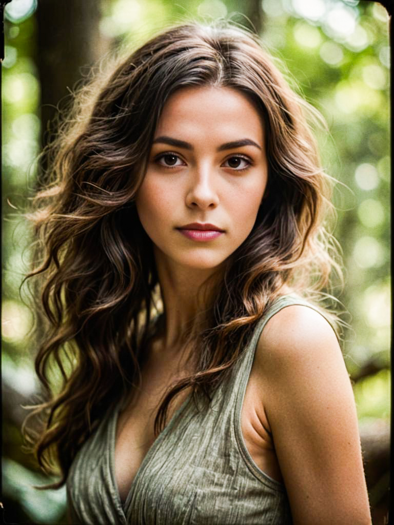 Serene Woman Portrait with Wavy Hair