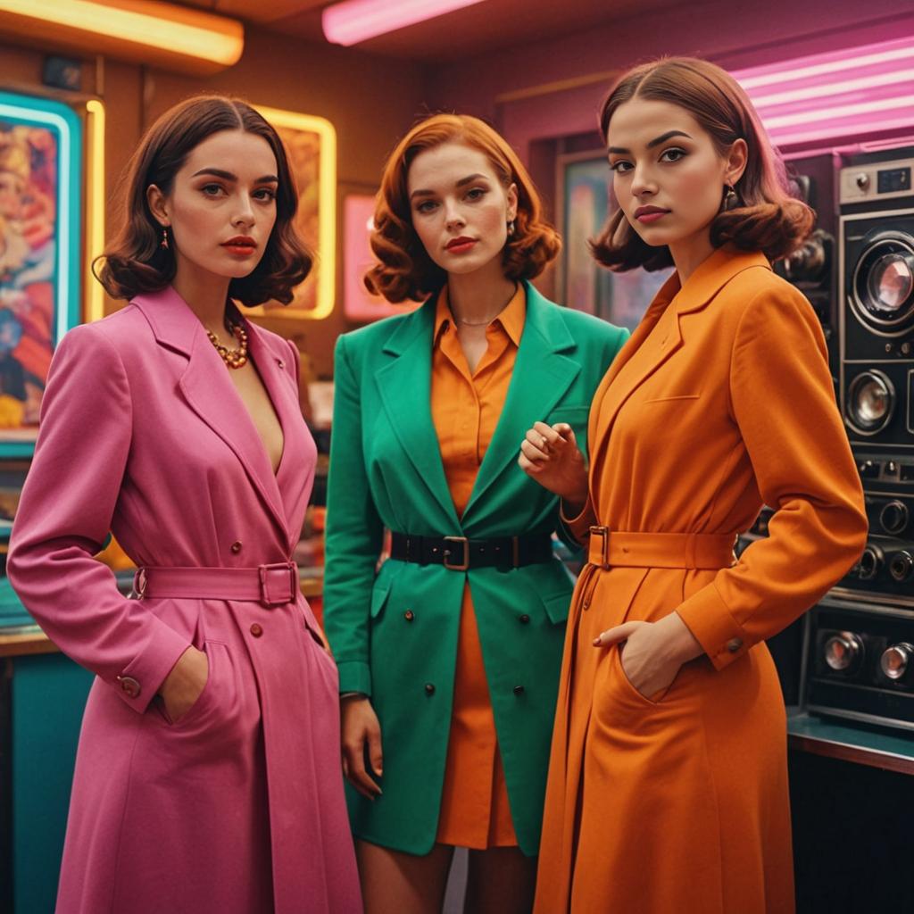 Elegant Women in Colorful Coats - Retro Style