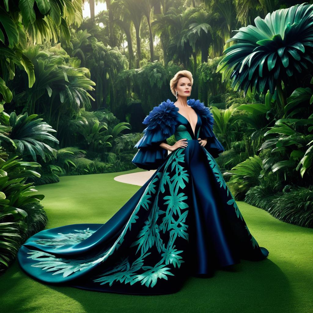 Elegant Woman in Jungle Gown