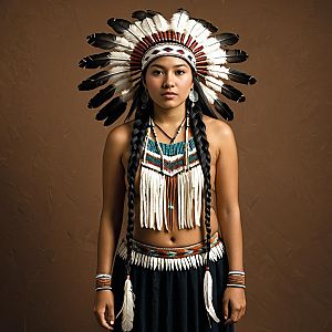 Young Woman in Traditional Native American Attire