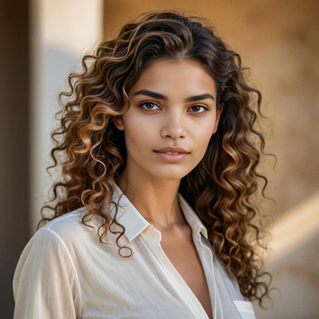 Elegant Woman with Curly Hair