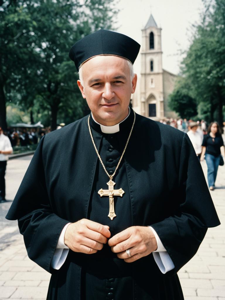 Man in Catholic Priest Costume Outdoors in Natural Daylight