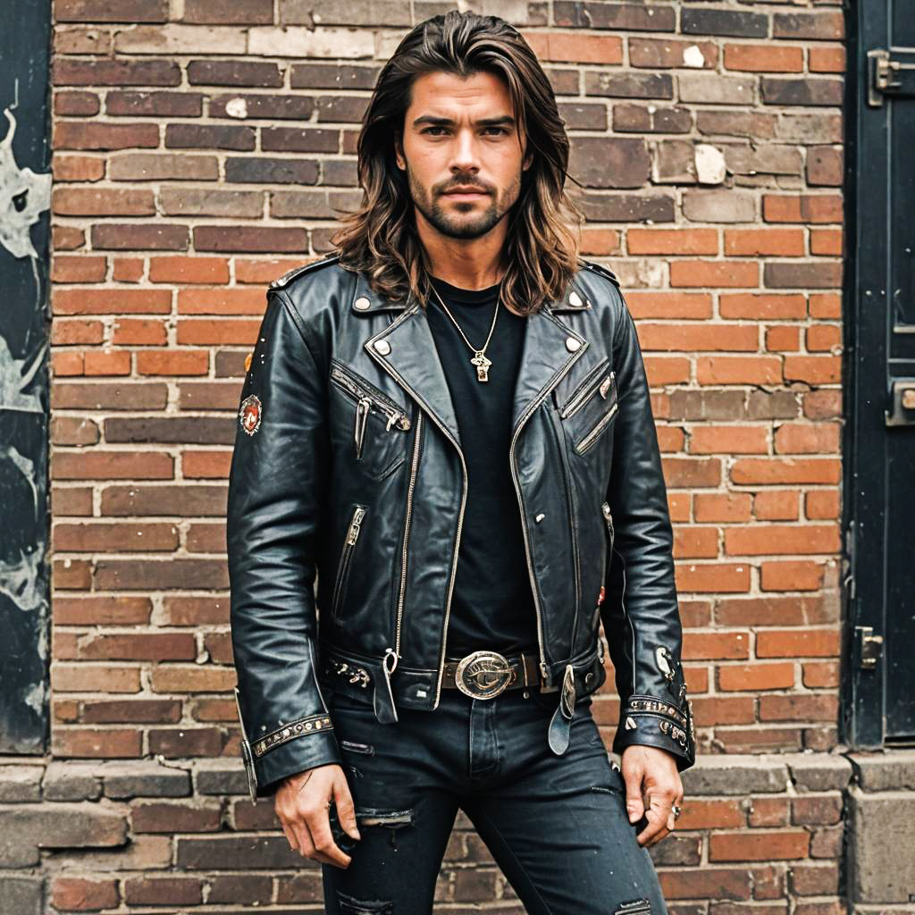 Stylish Man in Black Leather Jacket