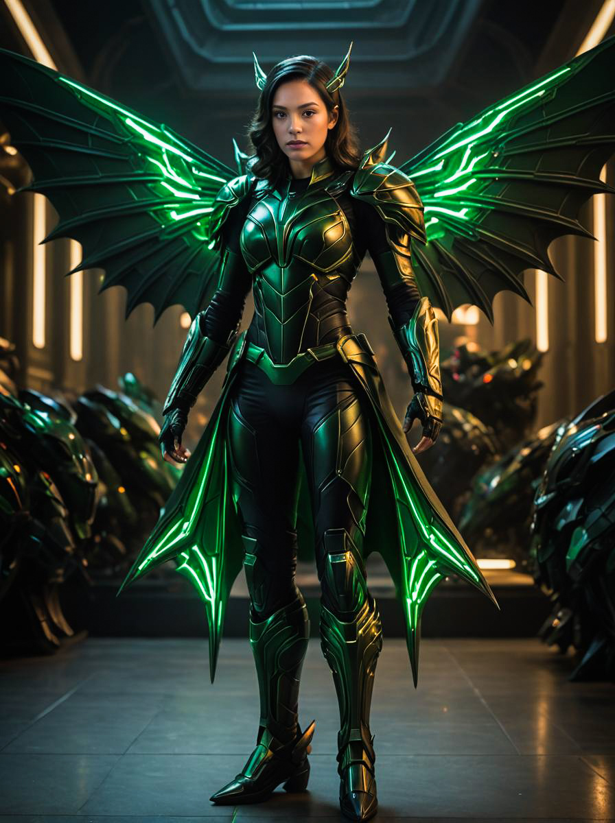 Woman in Annihilus Costume with Wing-Like Extensions