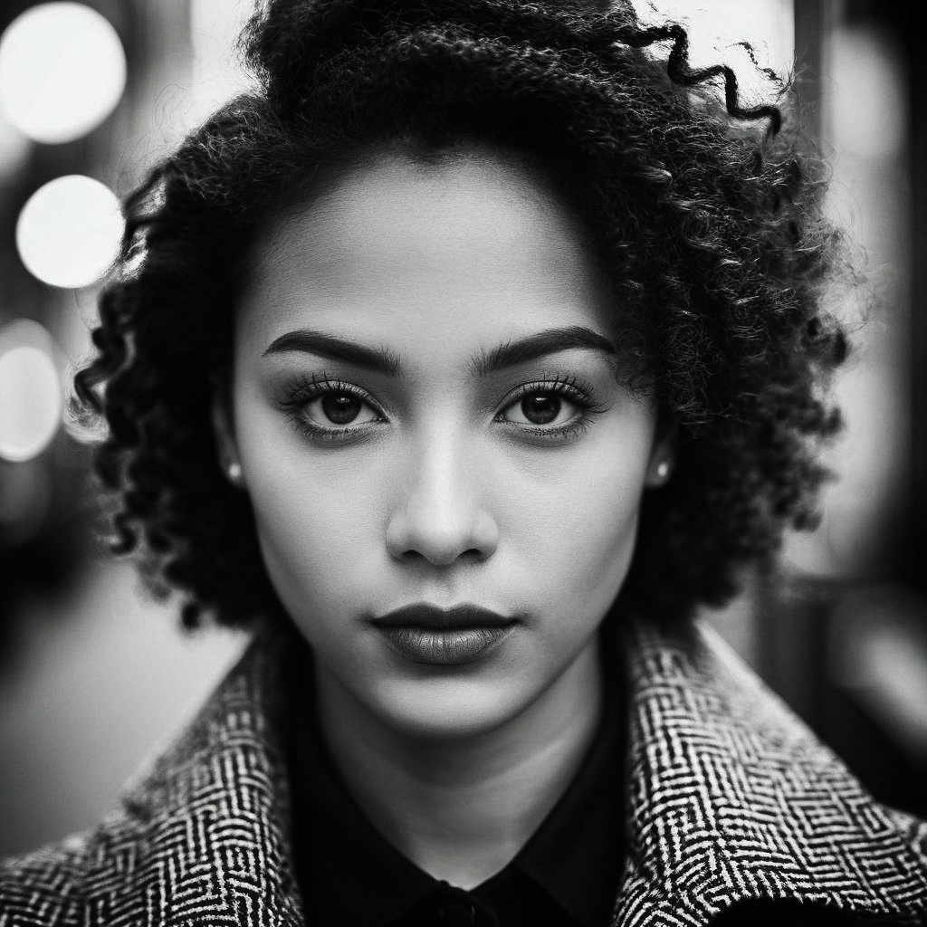 Black and White Portrait of a Young Woman