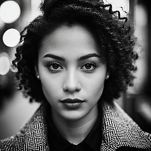 Black and White Portrait of a Young Woman