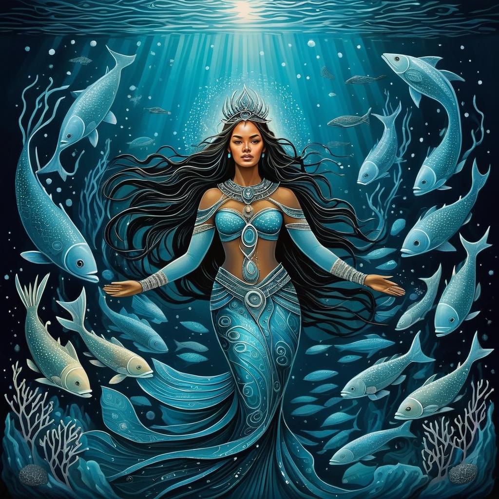 Majestic Mermaid Underwater Illustration Majestic Mermaid Underwater Illustration