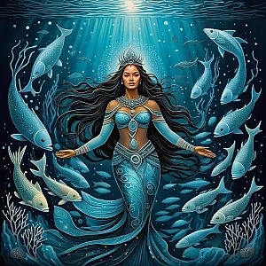 Majestic Mermaid Underwater Illustration