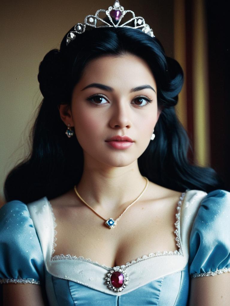 Disney Princess Inspired Woman Wearing Blue Gown and Tiara