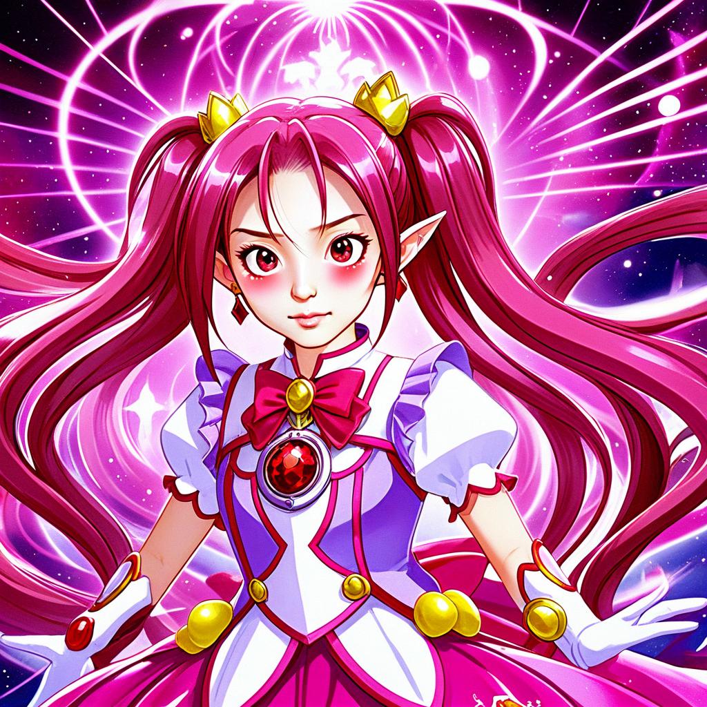 Akagi Towa Magical Girl Anime Illustration with Vibrant Pink Hair