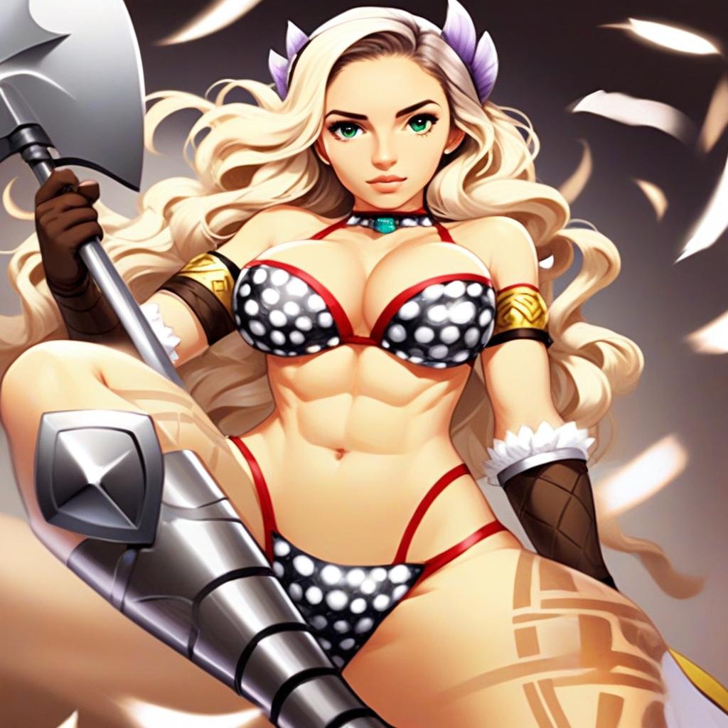 Fantasy Woman Warrior in Bikini Armor with Battle Axe Digital Art