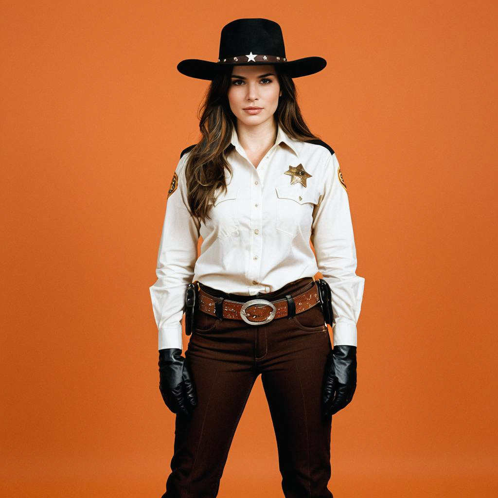 Confident Woman in Stylish Sheriff Costume