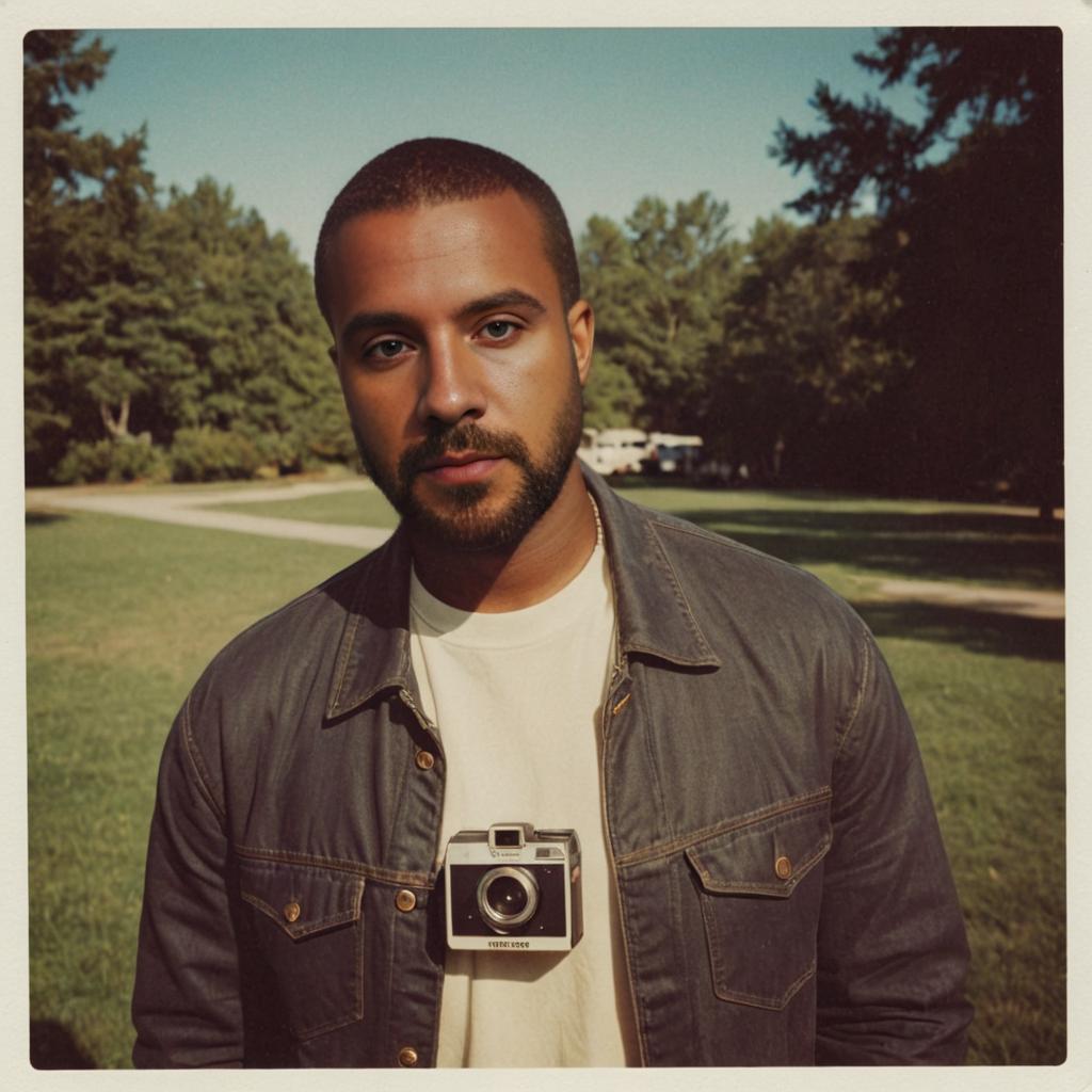 Vintage Aesthetic Portrait of a Man with Camera