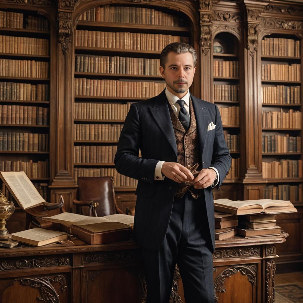 Sophisticated man in classic library