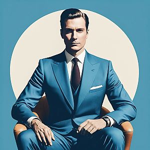 Confident Man in Blue Suit
