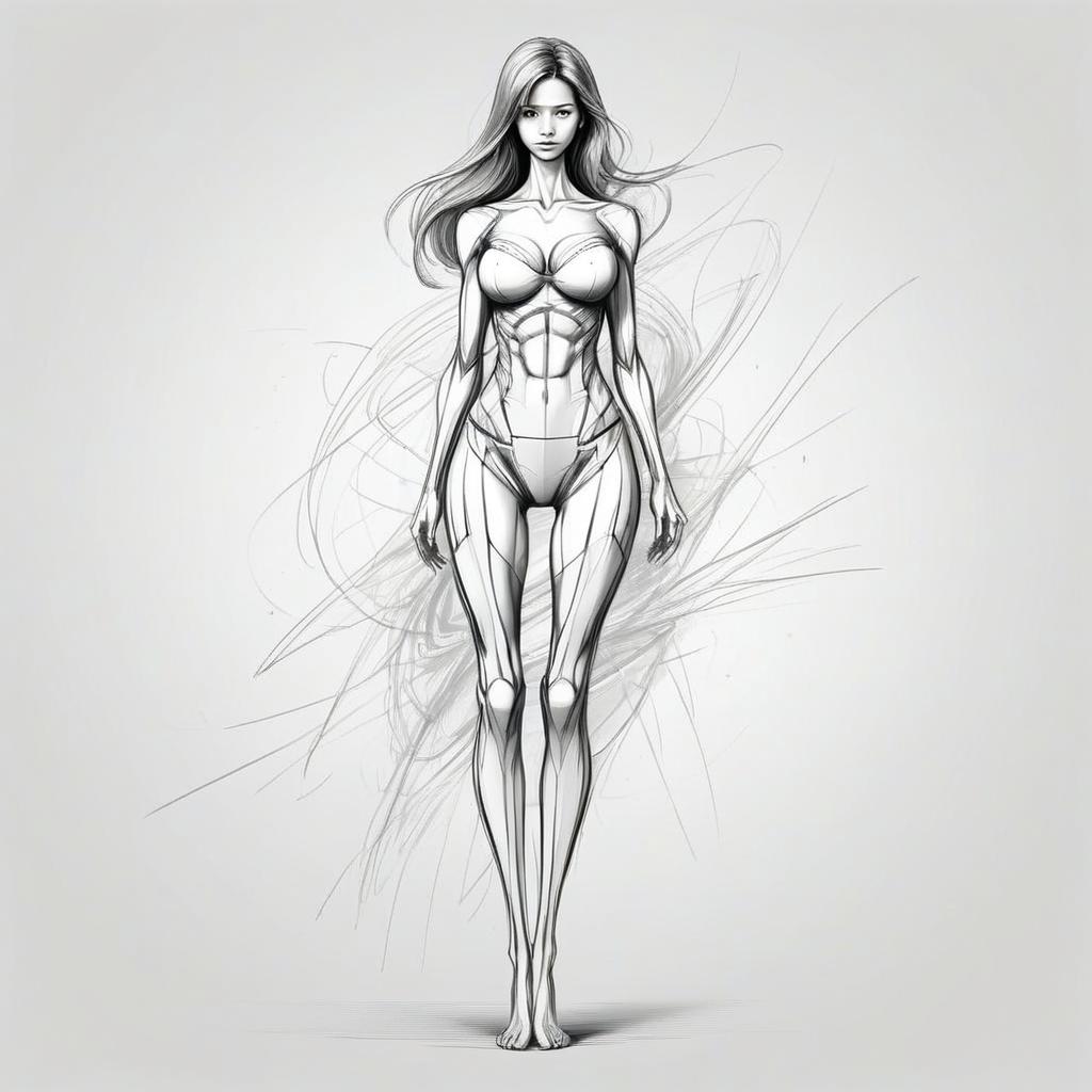 Black and White Sketch of Slender Woman Black and White Sketch of Slender Woman