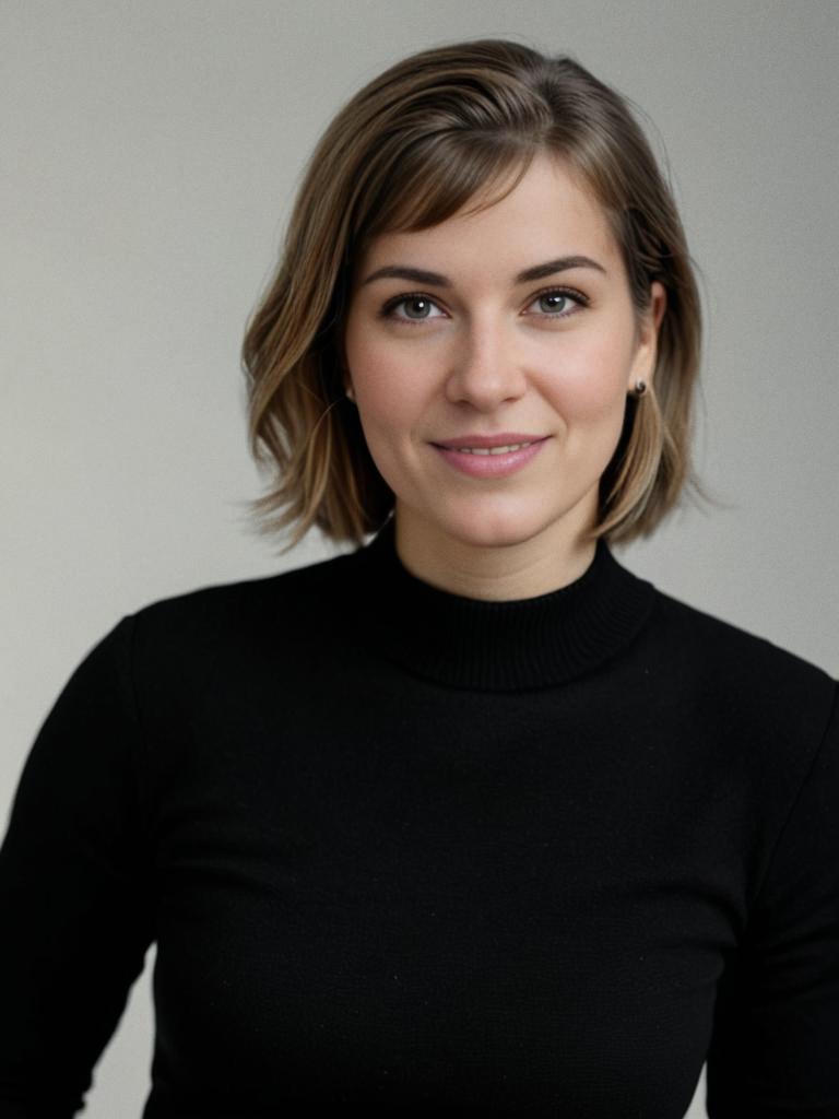 Confident Young Woman in Black Turtleneck