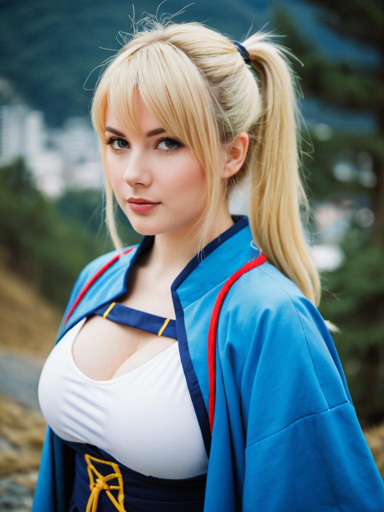 Aoyama Blue Mountain Anime Cosplay Blonde Woman Outdoors