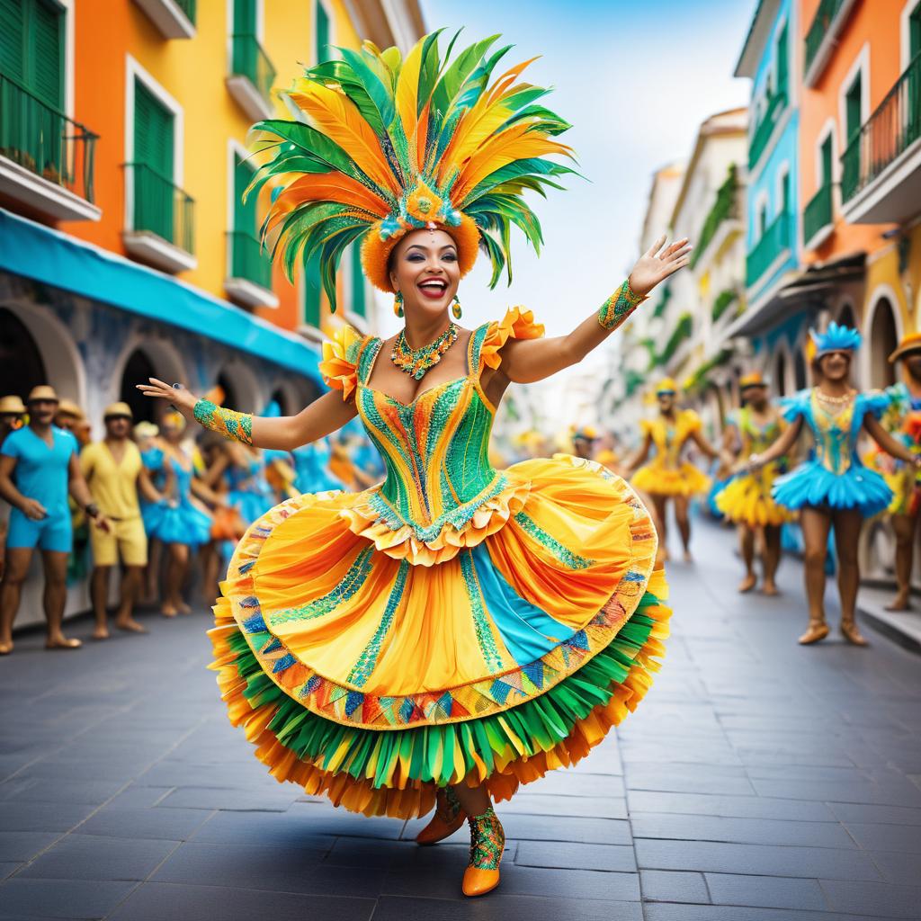 Vibrant Carnival Celebration with Joyful Performer