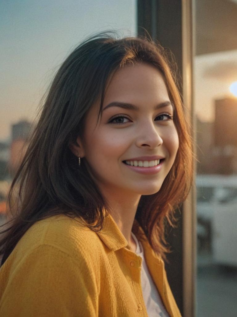 Portrait of a Smiling Young Woman in Soft Light