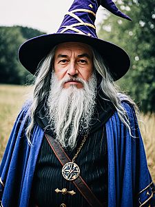Man in Wizard Costume Cosplay Festival Portrait Photorealistic Style
