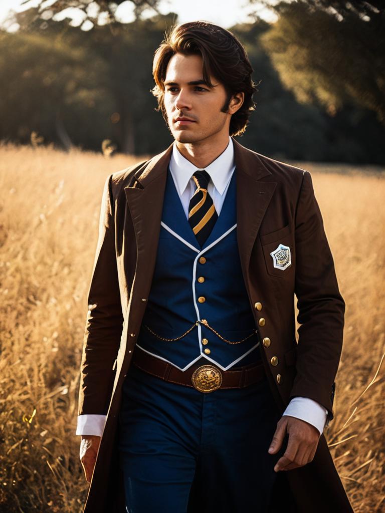 Man in Realistic Preston Reed Cosplay Costume Outdoors Man in Realistic Preston Reed Cosplay Costume Outdoors