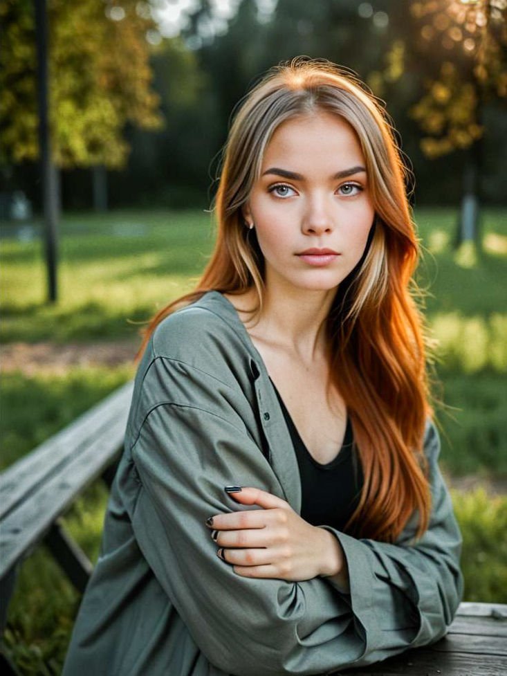 Young woman outdoors in sunlight