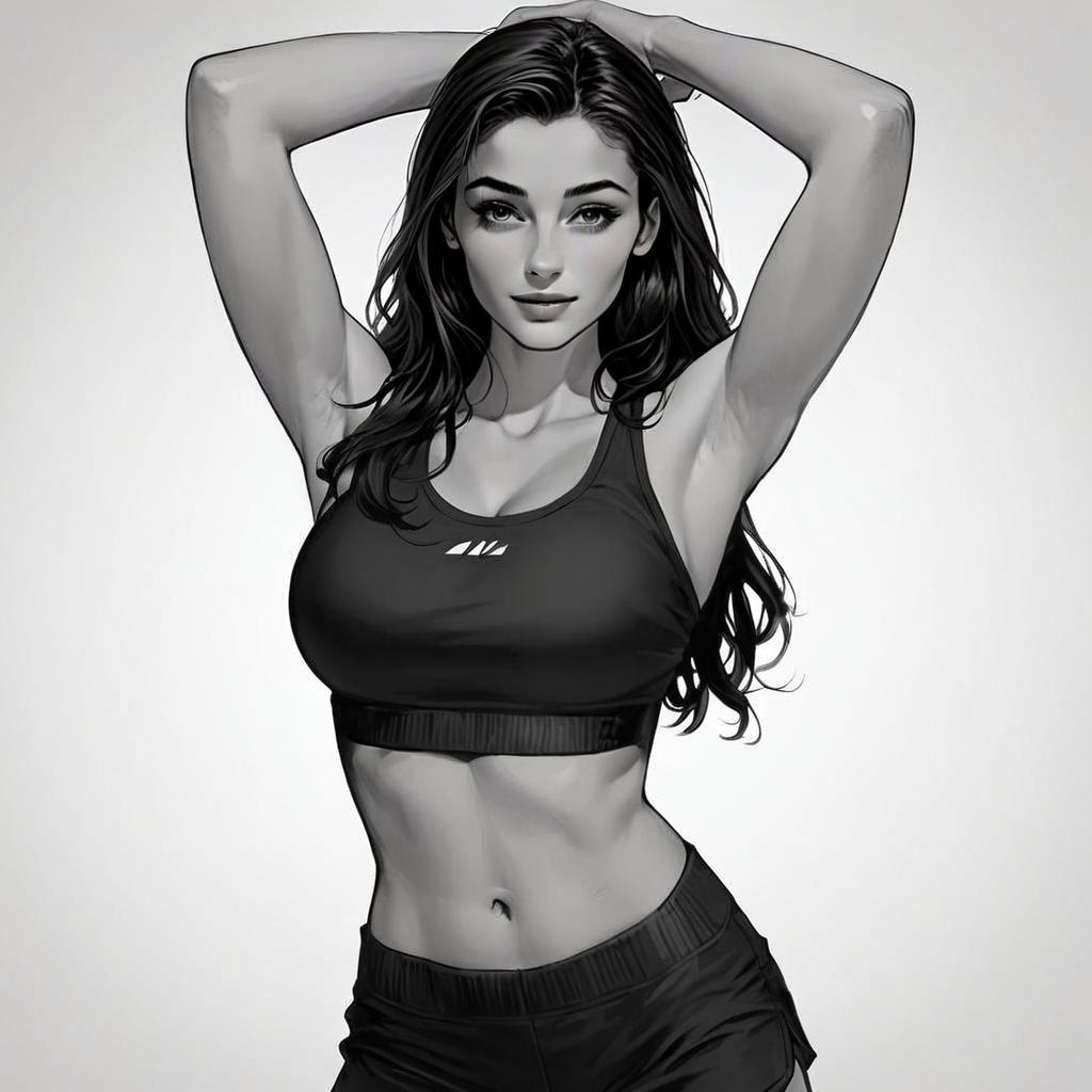 Fit Woman Posing Confidently in Athletic Wear