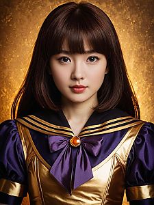 Hotaru Tomoe Sailor Saturn Woman Sexy Cosplay Costume Closeup