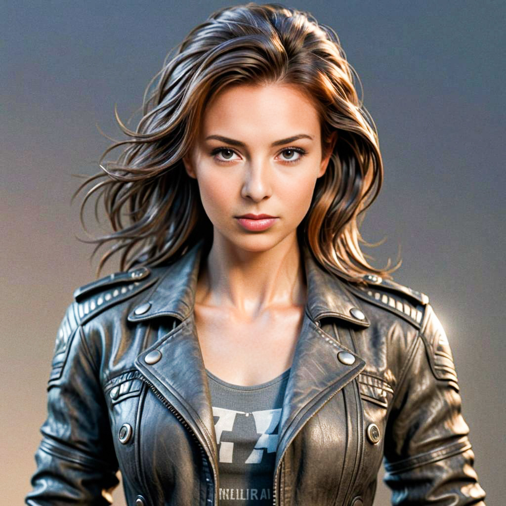 Confident Woman in Stylish Leather Jacket