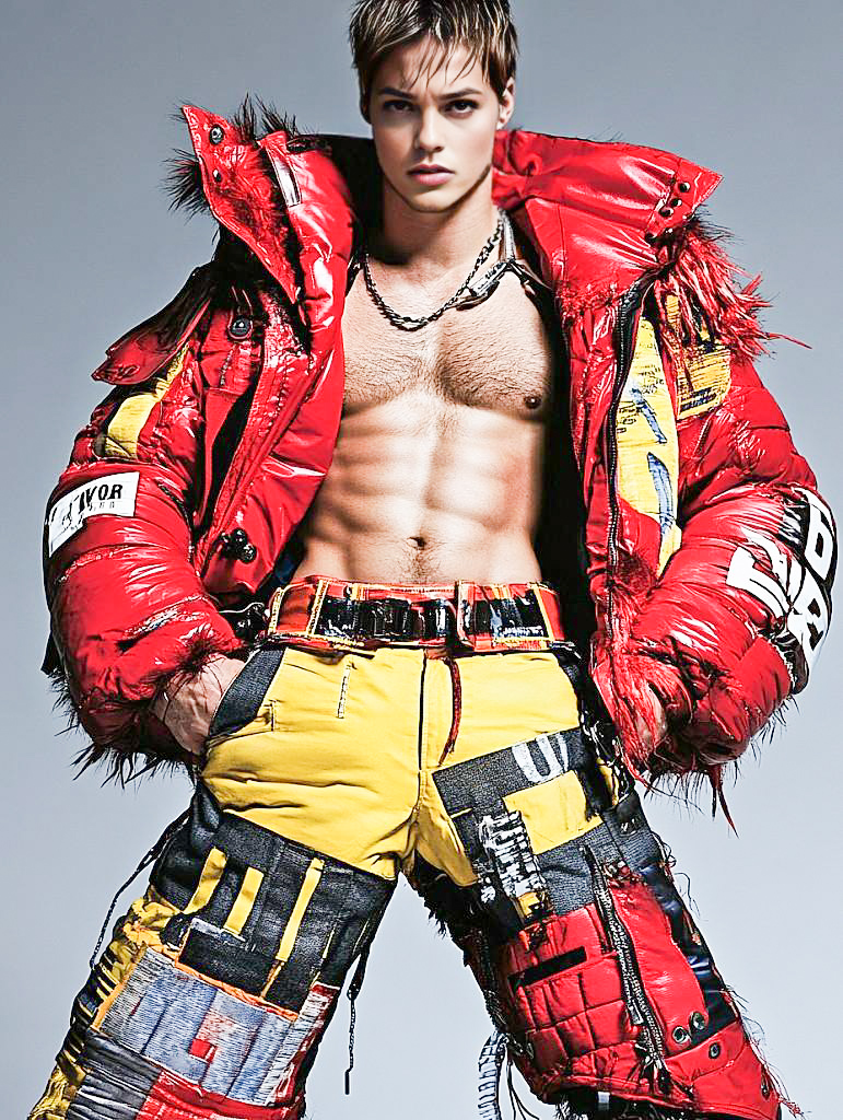 Confident Male Model in Edgy Colorful Fashion