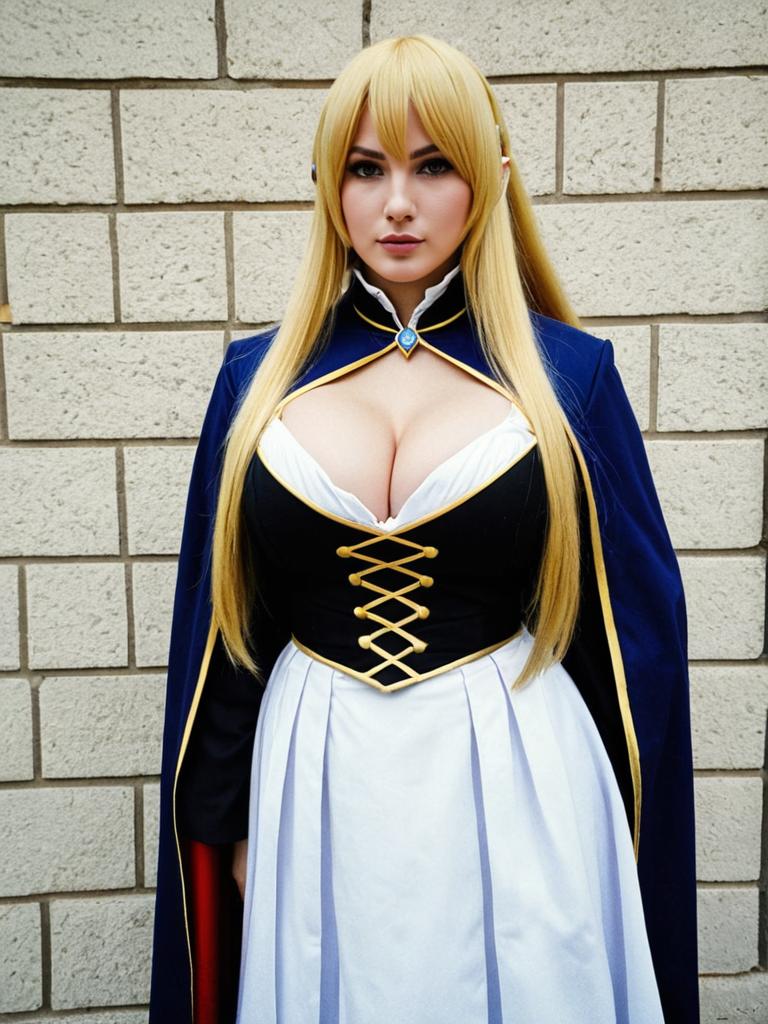 Aiz Wallenstein Anime Cosplay Woman in Blue Cape and White Dress