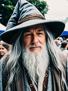 Man in Gandalf Costume Candid Cosplay Portrait at Fantasy Festival