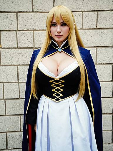 Aiz Wallenstein Anime Cosplay Woman in Blue Cape and White Dress